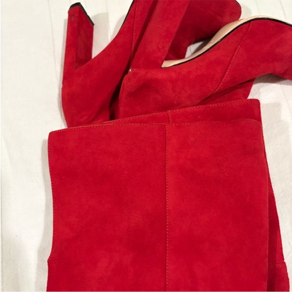 Christian Dior Red Suede Over-The-Knee Boots - Picture 5 of 8